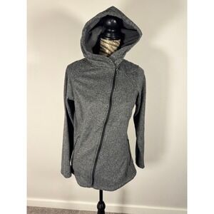Columbia Women's Large Hooded Sweatshirt Asymmetrical zipper grey black